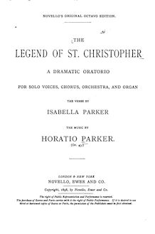 Partition complète, pour Legend of St. Christopher, Dramatic oratorio