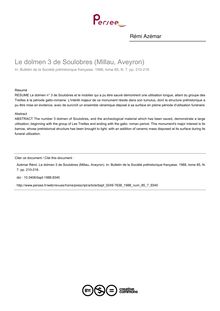 Le dolmen 3 de Soulobres (Millau, Aveyron) - article ; n°7 ; vol.85, pg 210-216