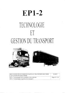 Technologie et gestion du transport 2003 CAP Conduite routière