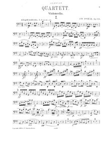 Partition violoncelle, corde quatuor No.13, Op.106, G Major, Dvořák, Antonín