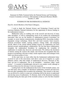 public comment statement on research 10-27-2003