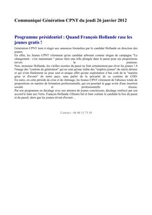 Programme présidentiel : Quand François Hollande rase les jeunes gratis !
