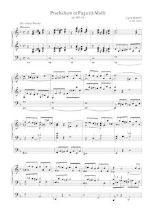 Partition , Praeludium et Fuga en D minor, Praeludium et Fuga en D minor pour orgue, Op. 603 No.6