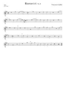 Partition Tenor1 viole de gambe, octave aigu clef, Intavolature de lauto, madrigali e ricercare