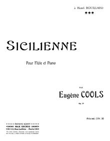 Partition de piano, Sicilienne, Sicilienne for Flute and Piano
