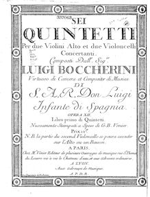 Partition violoncelle 2, 6 corde quintettes, G.265-270, Boccherini, Luigi