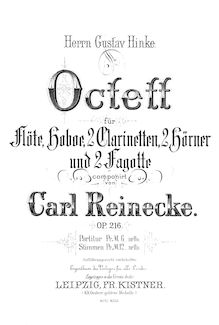 Partition complète (alternate scan), Octet, Op.216, Reinecke, Carl