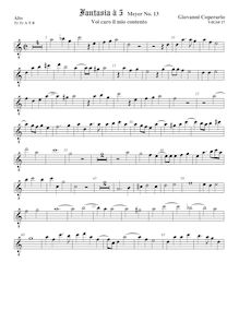 Partition ténor viole de gambe 1, octave aigu clef, Fantasia pour 5 violes de gambe, RC 40