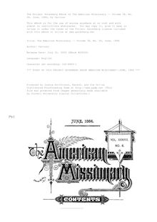 The American Missionary — Volume 38, No. 06, June, 1884
