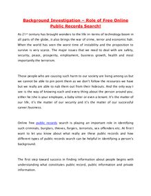 Background investigation – role of free online public records search