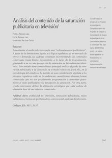 ANÁLISIS DEL CONTENIDO DE LA SATURACIÓN PUBLICITARIA EN TELEVISIÓN (Analysis of the contents of the advertising saturation on television)