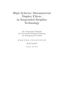 High q-factor metamaterial duplex filters in suspended stripline technology [Elektronische Ressource] / Shaik Geelani