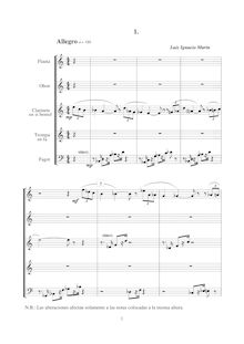 Partition , Allegro, Quinteto de viento No.1, Marín García, Luis Ignacio