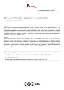 Rome au XIVe siècle : population et espace urbain - article ; n°40 ; vol.20, pg 43-52