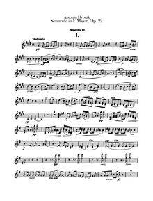 Partition violons II, Serenade pour cordes, Smyčcová serenáda, Dvořák, Antonín