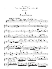 Partition violons I, II, Peer Gynt  No.1, Op.46, Grieg, Edvard