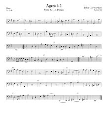 Partition viole de basse,  No.3 pour 3 violes de gambe, Carwarden, John par John Carwarden