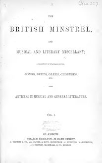 Partition Volume 1, pour British Minstrel, et Musical et Literary Miscellany