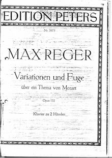Partition complète, Variationen und Fuge über ein Thema von W. A. Mozart par Max Reger