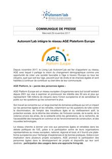 Autonom Lab intègre AGE Platform Europe