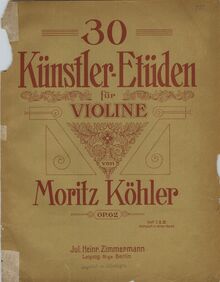 Partition couverture couleur, 30 Künstler-Etüden, Köhler, Moritz