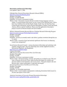 Dissertation and Research Fellowships Last updated: April 11, 2006