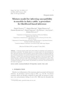 Mixture model for inferring susceptibility to mastitis in dairy cattle: a procedure for likelihood-based inference