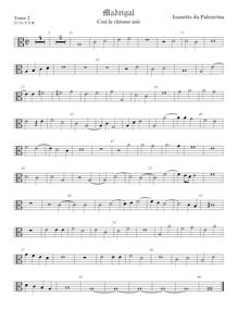 Partition ténor viole de gambe 2, alto clef, 3 madrigaux, Palestrina, Giovanni Pierluigi da par Giovanni Pierluigi da Palestrina