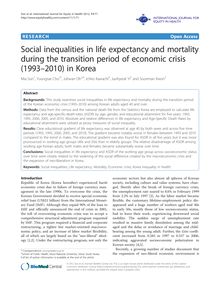 Social inequalities in life expectancy and mortality during the transition period of economic crisis (1993–2010) in Korea
