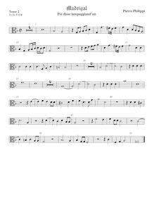 Partition ténor viole de gambe 2, alto clef, madrigaux pour 5 voix par  Peter Philips