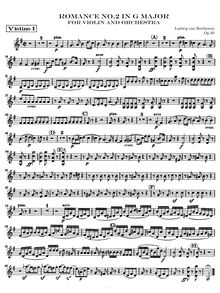 Partition violons I, Romance pour violon et orchestre, G Major, Beethoven, Ludwig van