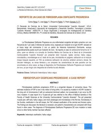 REPORTE DE UN CASO DE FIBRODISPLASIA OSIFICANTE PROGRESIVA (FIBRODYSPLASY OSSIFICANS PROGRESSIVE: A CASE REPORT)