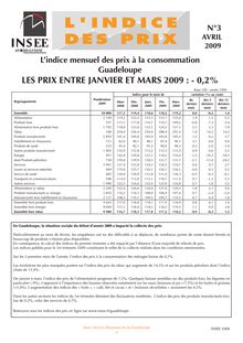 Lindice mensuel des prix à la consommation de Guadeloupe entre janvier et mars 2009 : -0,2%