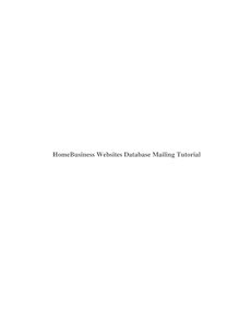 HomeBusiness Websites Database Mailing Tutorial