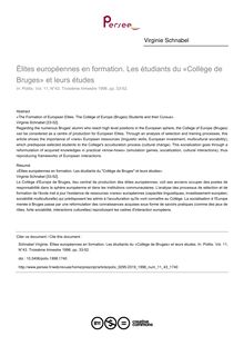 Élites européennes en formation. Les étudiants du «Collège de Bruges» et leurs études - article ; n°43 ; vol.11, pg 33-52