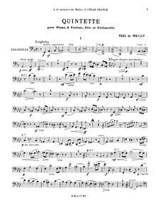 Partition de violoncelle, Piano quintette, Quintette pour piano, deux violons, alto et violoncelle en fa mineur, Op.15