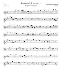 Partition ténor viole de gambe 1, octave aigu clef, Fantasia pour 5 violes de gambe, RC 61