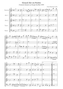 Partition Grand air en suitte - Score, Concert de violons et de hautbois donné pour le souper du Roy le seize janvier 1707