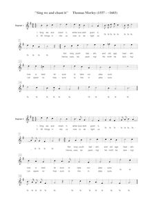 Partition Soprano 1, 2 , partie, Sing we et chant it, G major, Morley, Thomas