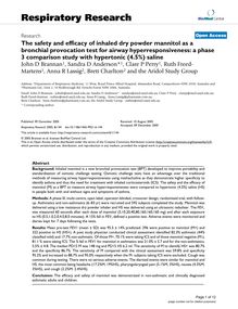 The safety and efficacy of inhaled dry powder mannitol as a bronchial provocation test for airway hyperresponsiveness: a phase 3 comparison study with hypertonic (4.5%) saline