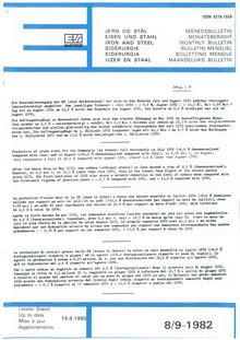 IRON AND STEEL. MONTHLY BULLETIN 8/9-1982
