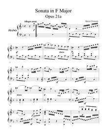 Partition complète, Piano Sonata en F, Op.21a, F major, Clementi, Muzio