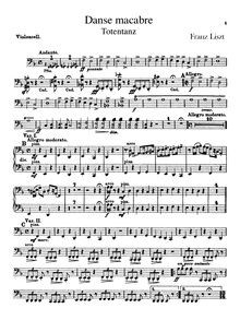 Partition violoncelles, Totentanz, Paraphrase über Dies Irae, Liszt, Franz
