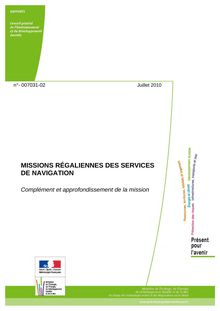 Missions régaliennes des services de navigation - Complément et approfondissement de la mission