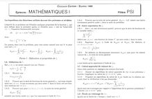 Mathématiques 1 1999 Classe Prepa PSI Concours Centrale-Supélec