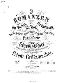 Partition No., partition de viole de gambe, 3 Romanzen, Grützmacher, Friedrich