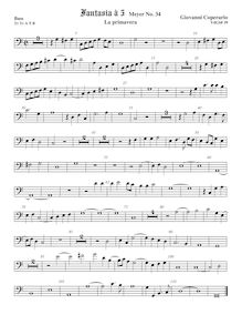 Partition viole de basse, Fantasia pour 5 violes de gambe, RC 62
