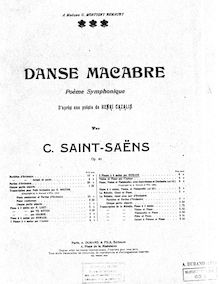 Partition Piano 2, Danse macabre, Op.40, Poème symphonique d après une poésie de Henri Cazalis