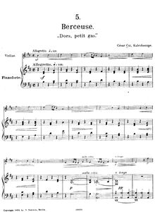 Partition , Berceuse (Dors, petit gas), Kaleidoscope, 24 morceaux pour violin et piano