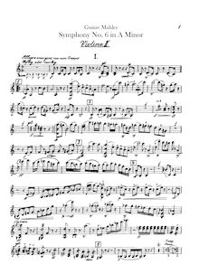 Partition violons II, Symphony No.6, Tragische ( Tragic ), Mahler, Gustav